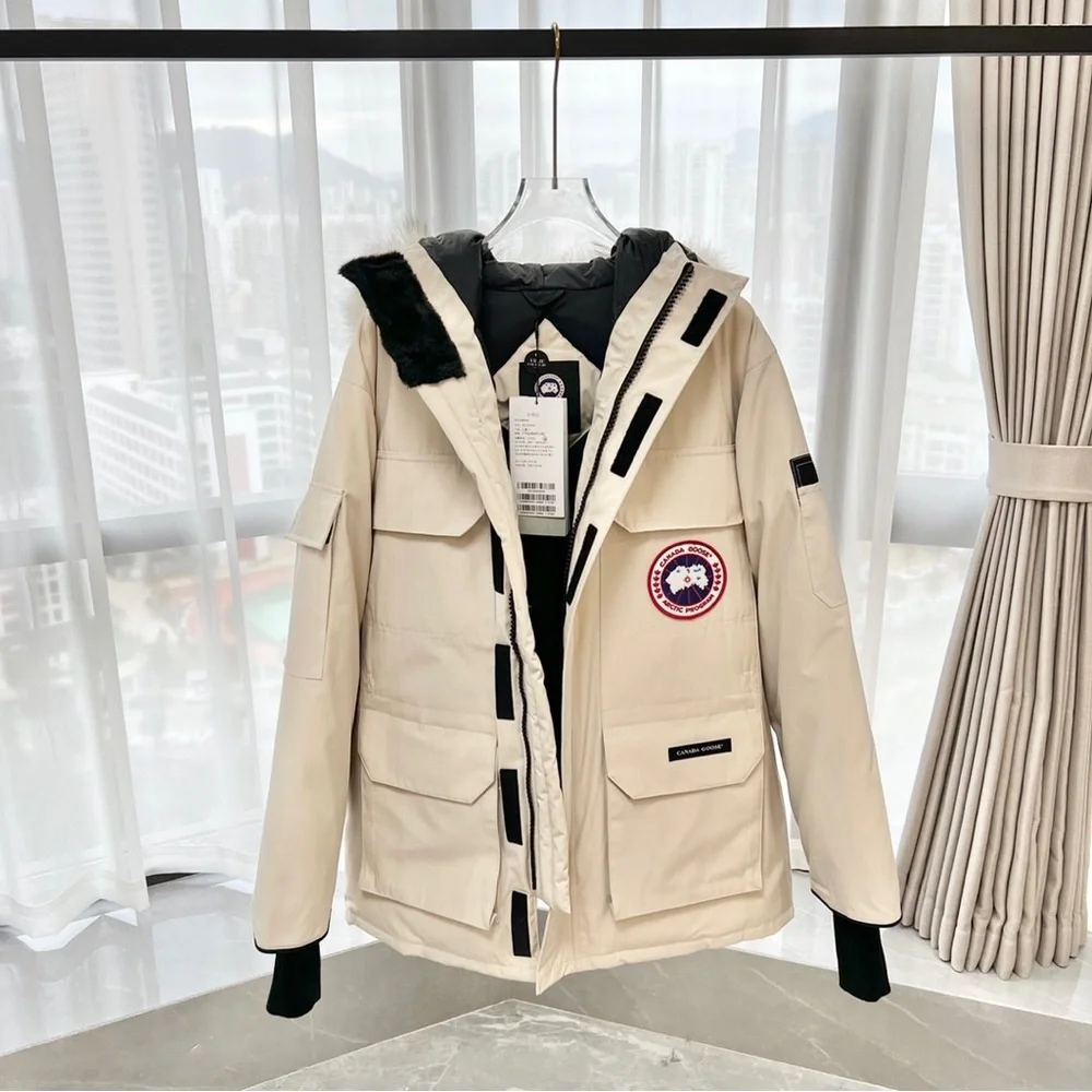 Canada Goose Expedition Parka in White | Unisex Cold Weather Hooded Jacket